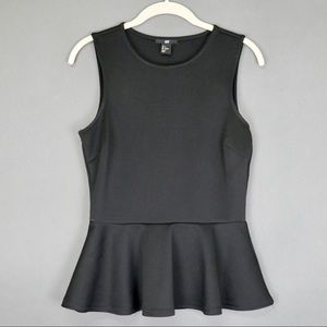 H&M Black Peplum Tank Top Shirt Like New